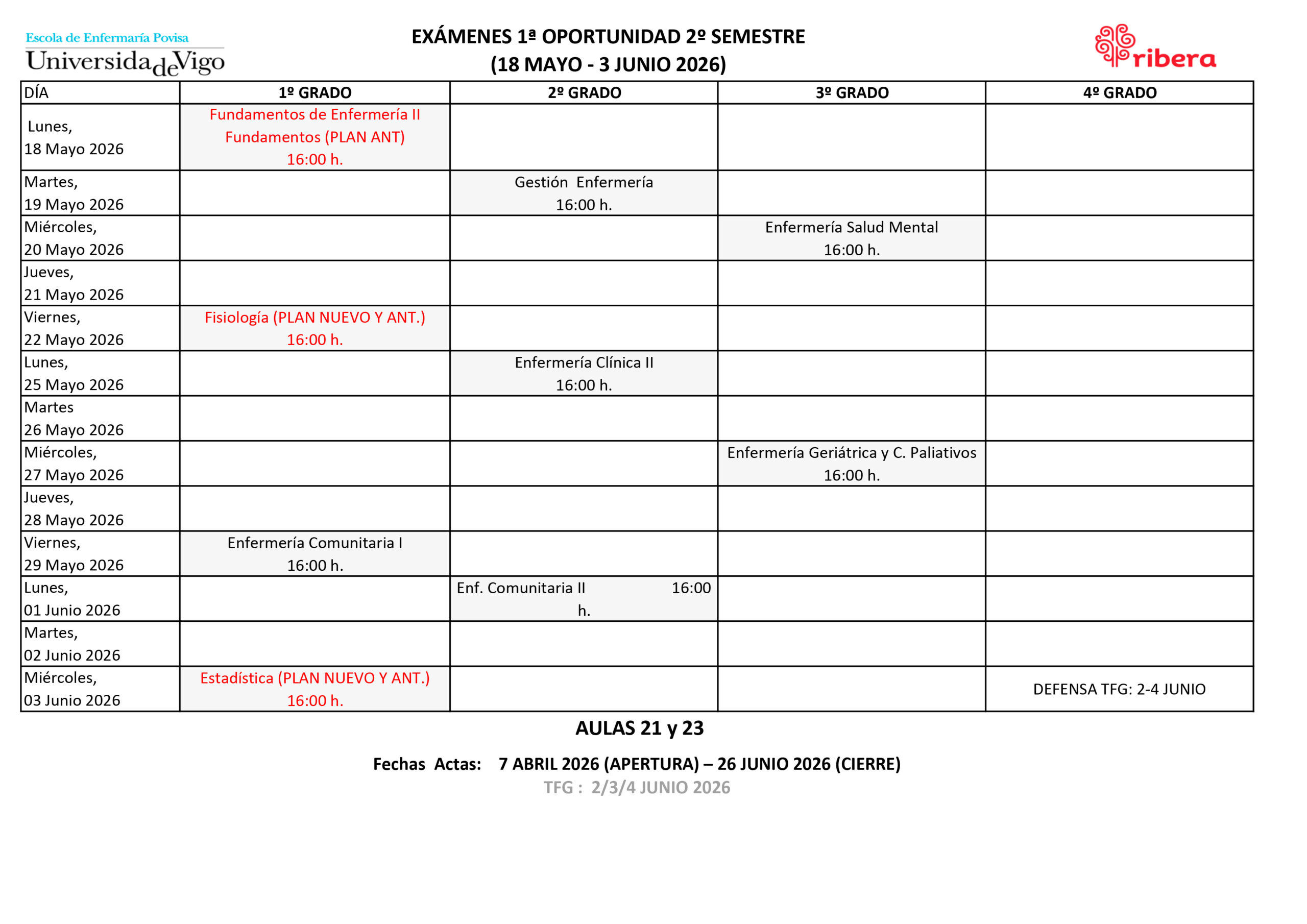 EXAMENES 25 - 26 2º SEMESTRE 1 OPORT