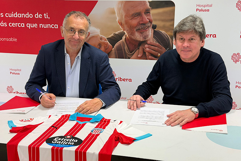 el gerente de Ribera Polusa, Javier Atanes, y el presidente del CD Lugo, Ronald Baroni.